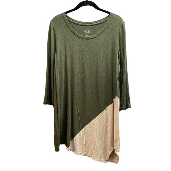 LOGO by Lori Goldstein Tops - Logo by Lori Goldstein Green and cream tunic